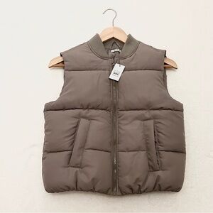 Ardene Kids Puffer Vest Taupe Unisex Size M (9/10) NWT